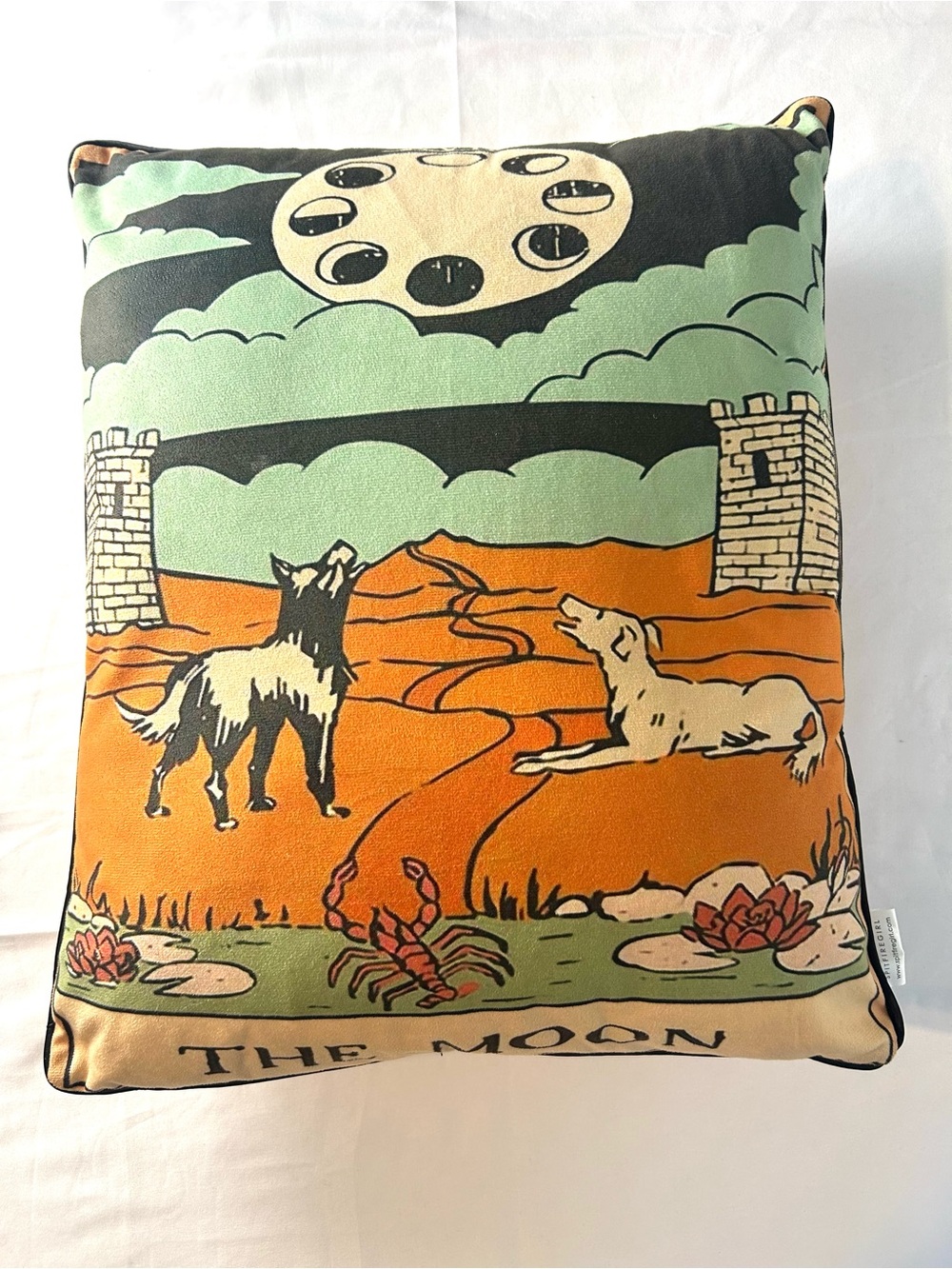 The Moon Tarot Throw Pillow Square Decorative Zippered 19 x 21 by Spitfiregirl